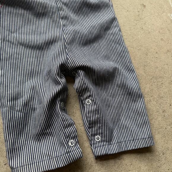 Baby Toddlers Vintage 70's Heath-Tex Pinstripe Blue White Overalls Sz 18 Months - Picture 5 of 5